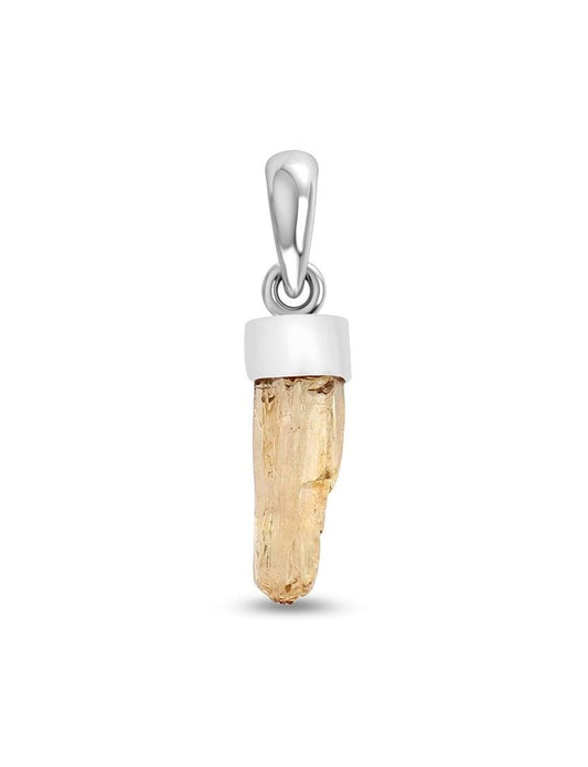 Imperial Topaz Sterling Silver Pendant - Rough Crystal