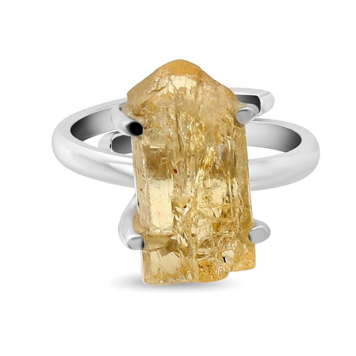 Imperial Topaz Adjustable Sterling Silver Ring - Rough Crystal