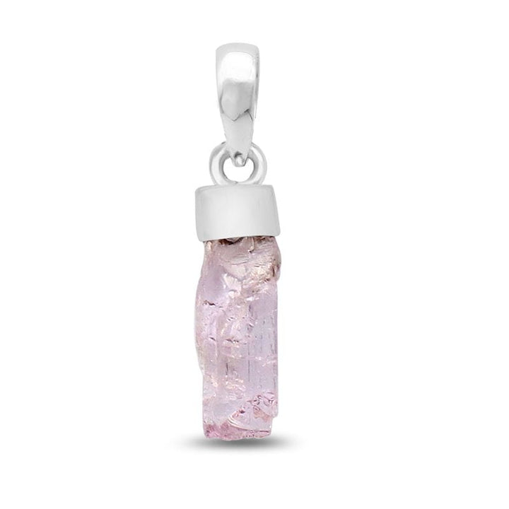 Kunzite Sterling Silver Pendant - Rough Crystal