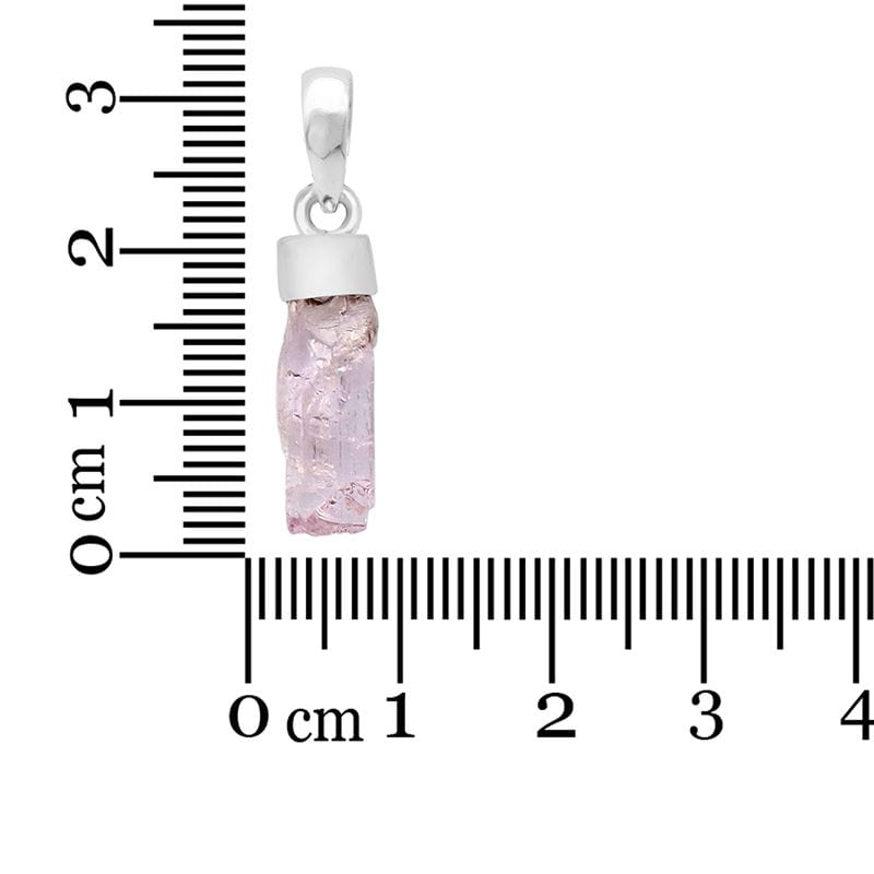 Kunzite Sterling Silver Pendant - Rough Crystal