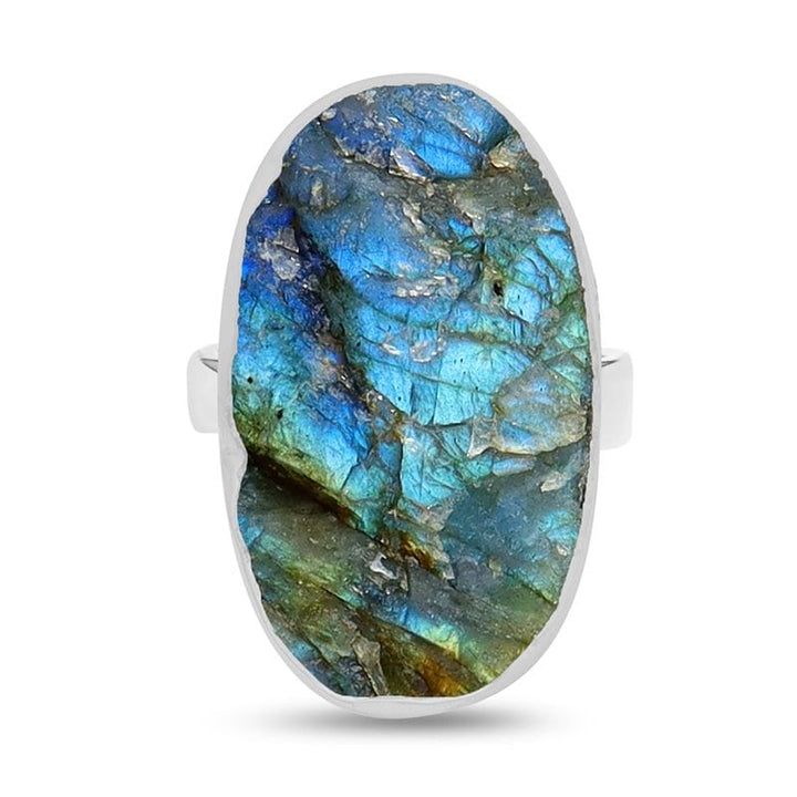 Labradorite Rough Sterling Silver Adjustable Ring