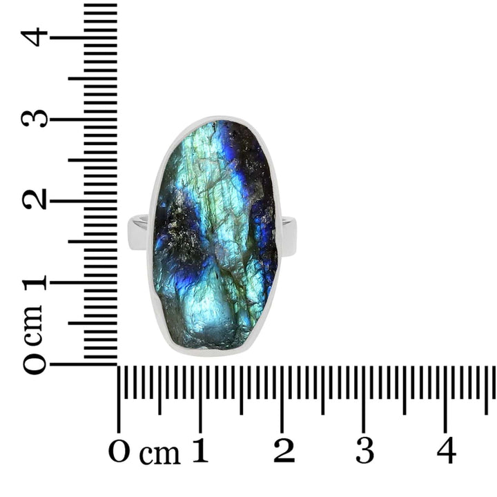 Labradorite Rough Sterling Silver Adjustable Ring