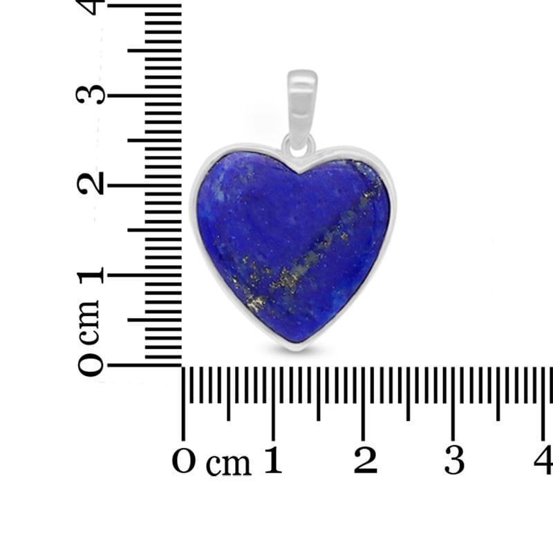 healing crystal jewelry: lapis lazuli sterling silver pendant - heart