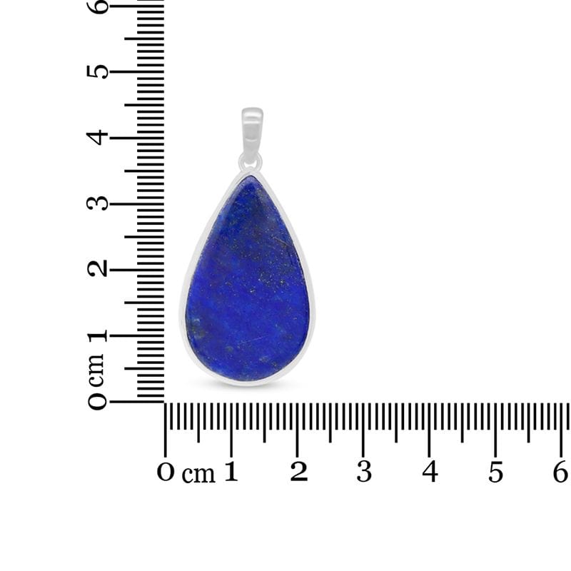 healing crystal jewelry: lapis lazuli sterling silver pendant - teardrop