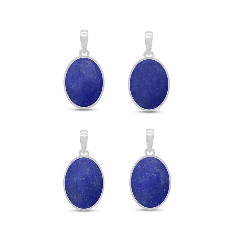 healing crystal jewelry: lapis lazuli sterling silver pendant - oval