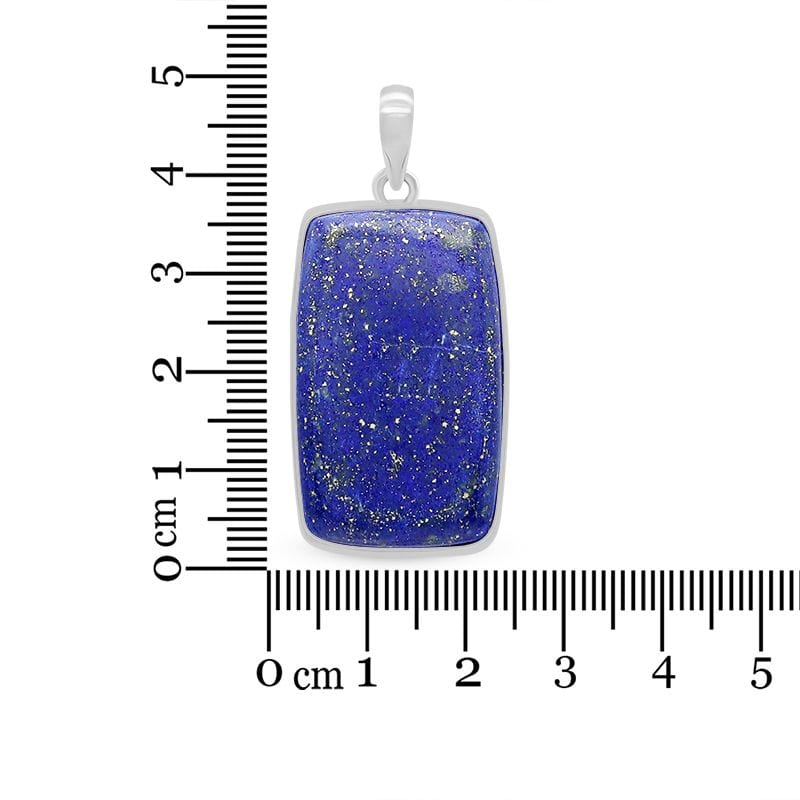 healing crystal jewelry: lapis lazuli sterling silver pendant - Rectangular