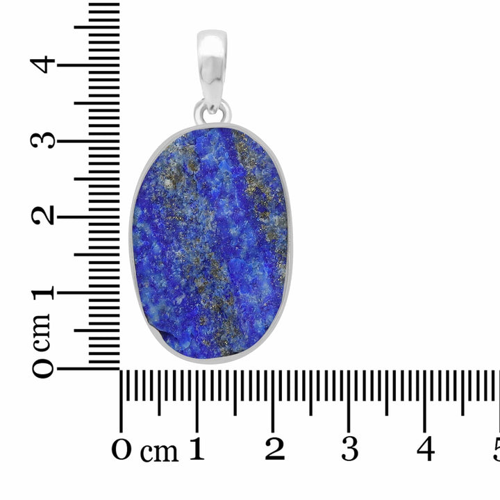 healing crystal jewelry: lapis lazuli rough sterling silver pendant - oval