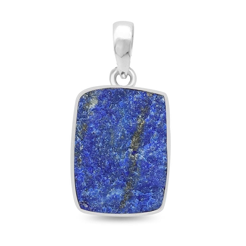 Lapis Lazuli Rough Sterling Silver Pendant - Rectangular