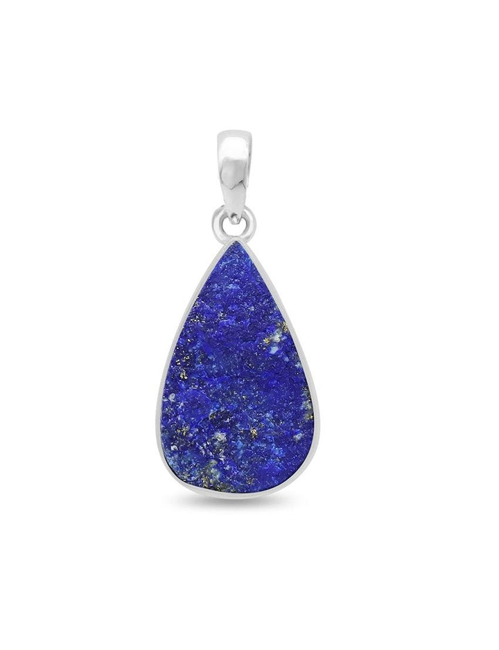 Lapis Lazuli Rough Sterling Silver Pendant - Teardrop