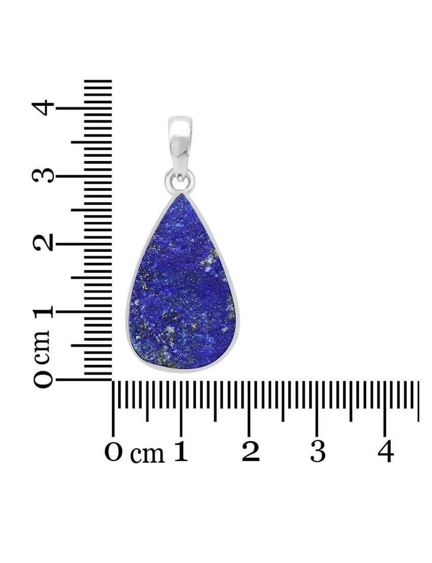 Lapis Lazuli Rough Sterling Silver Pendant - Teardrop