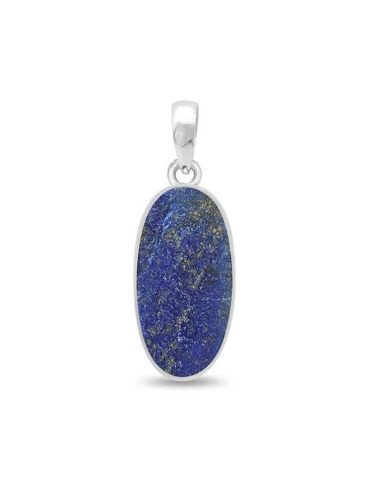 Lapis Lazuli Rough Sterling Silver Pendant - Oval