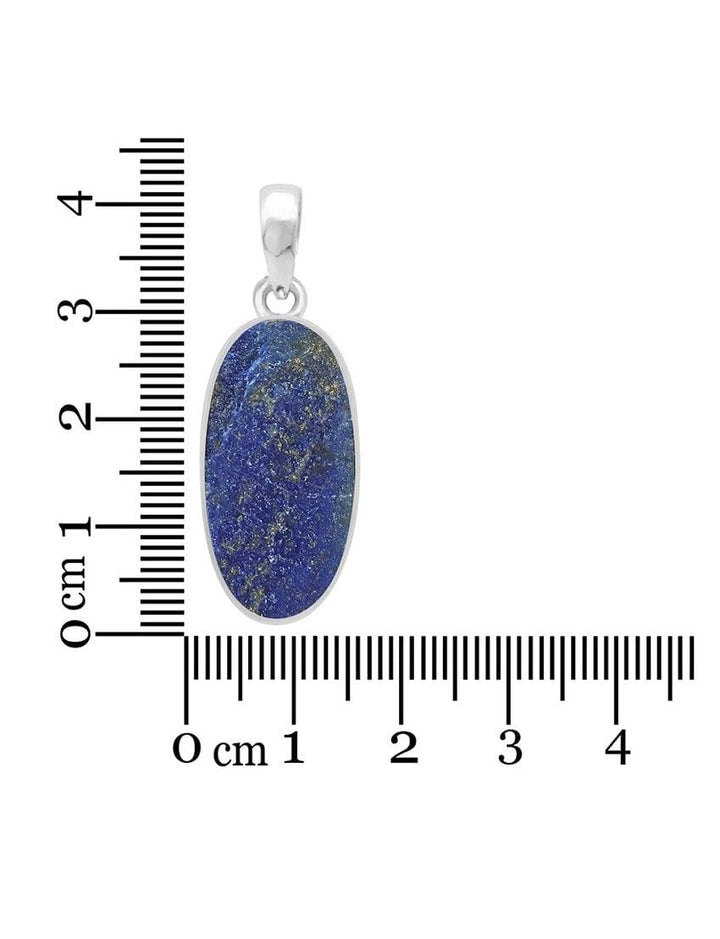 Lapis Lazuli Rough Sterling Silver Pendant - Oval