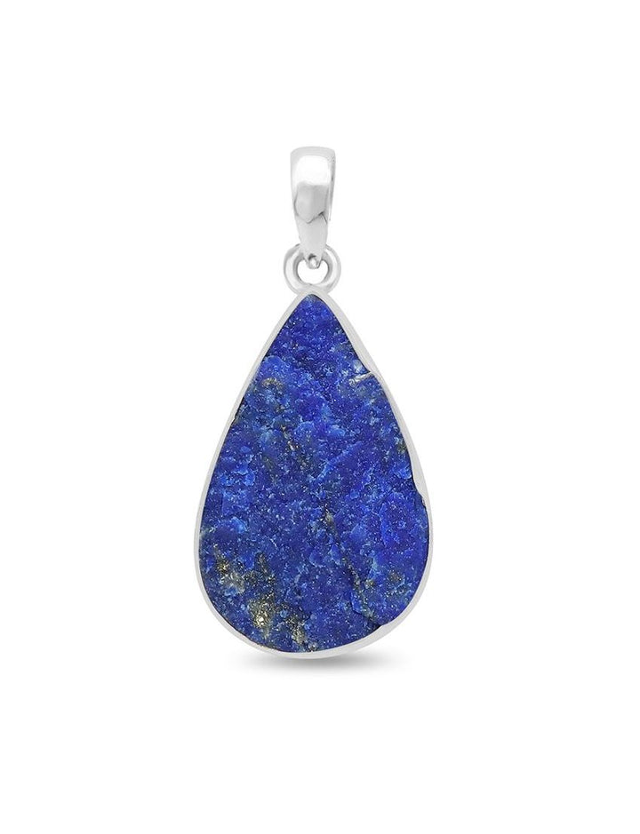 Lapis Lazuli Rough Sterling Silver Pendant - Teardrop
