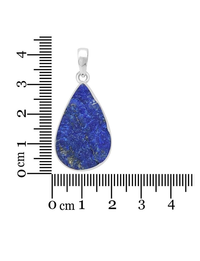 Lapis Lazuli Rough Sterling Silver Pendant - Teardrop