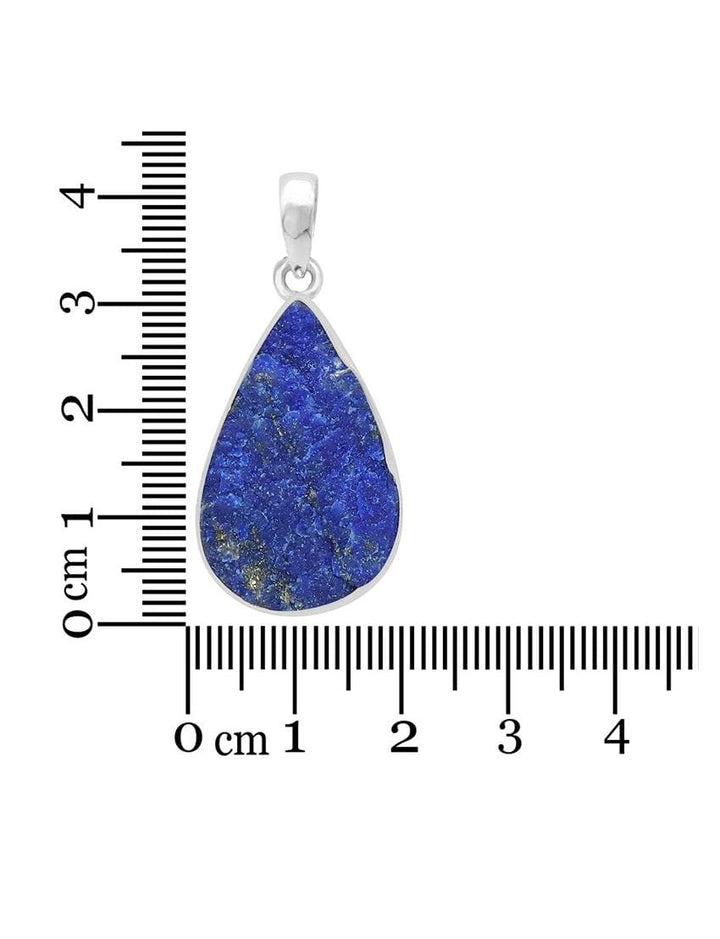 Lapis Lazuli Rough Sterling Silver Pendant - Teardrop