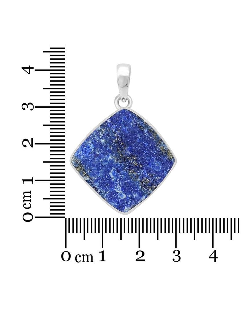 Lapis Lazuli Rough Sterling Silver Pendant - Diamond Shape