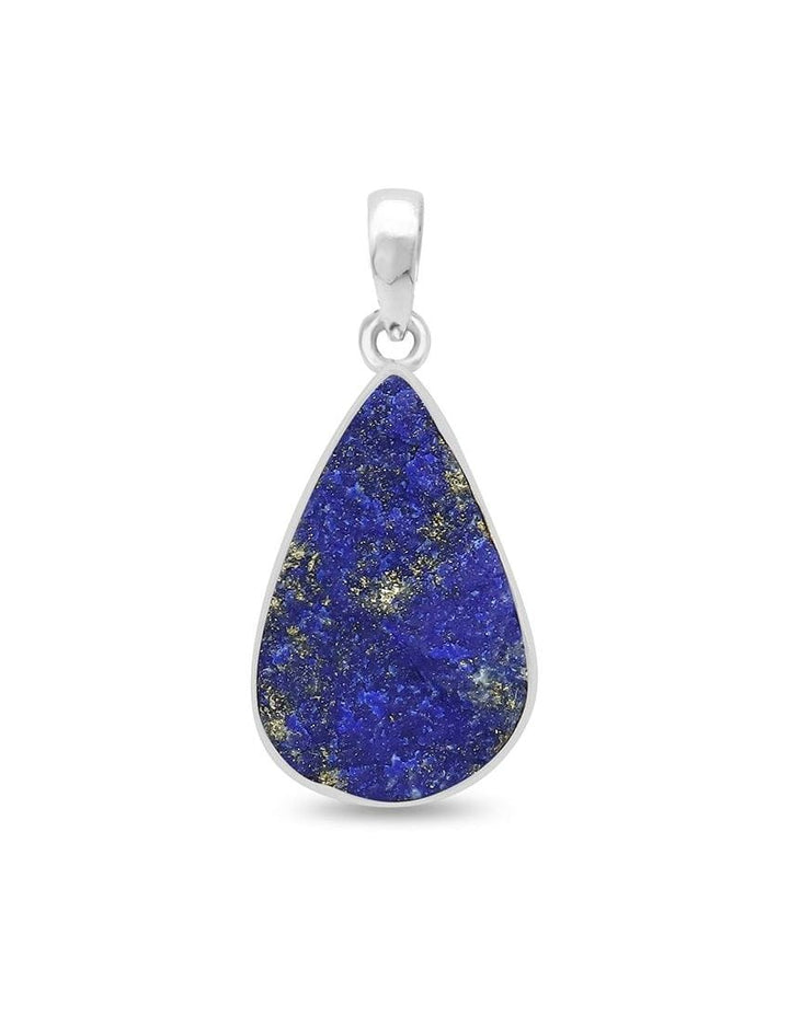 Lapis Lazuli Rough Sterling Silver Pendant - Teardrop