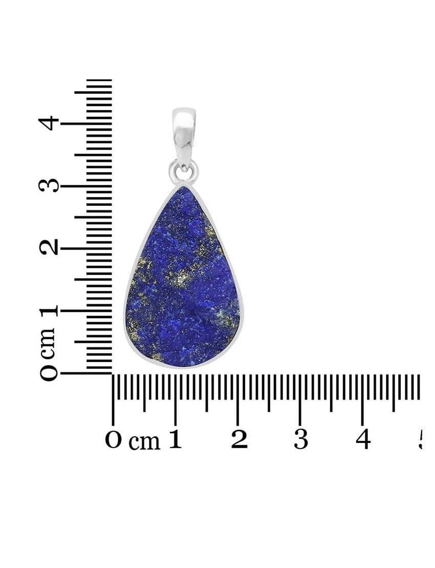 Lapis Lazuli Rough Sterling Silver Pendant - Teardrop