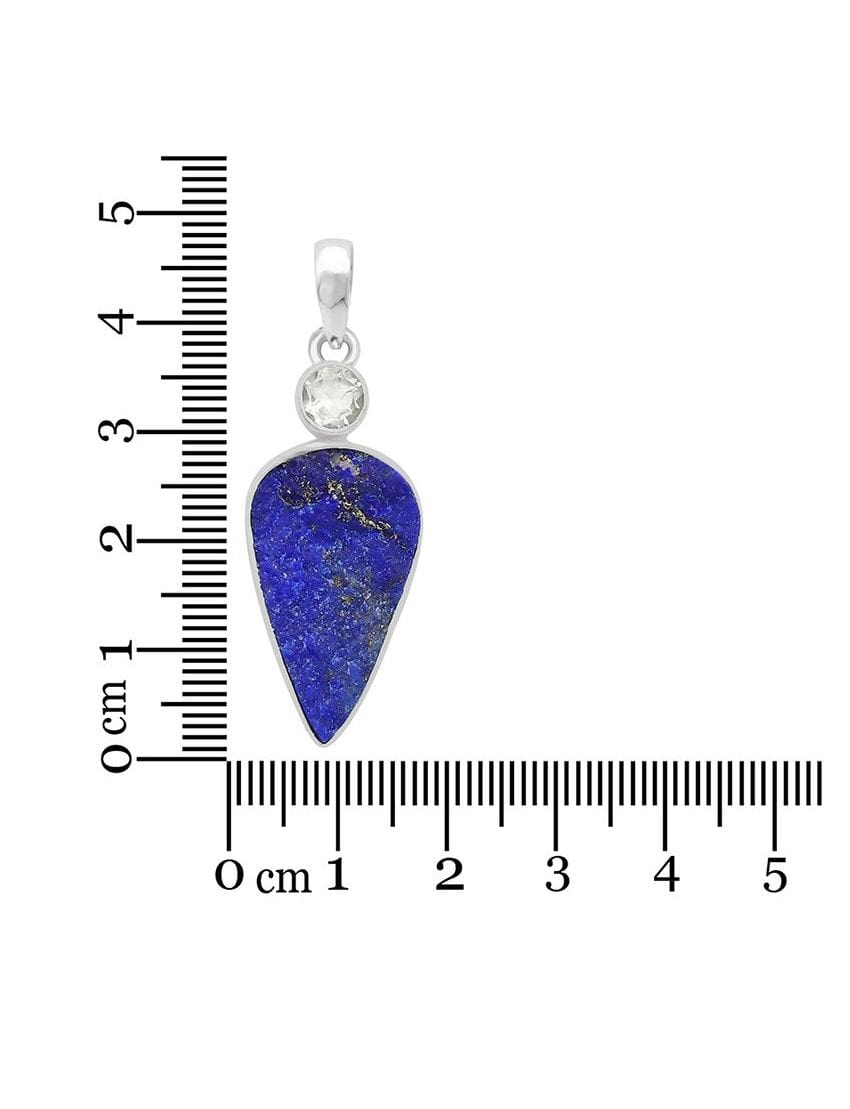 Lapis Lazuli Rough with Clear Quartz Sterling Silver Pendant
