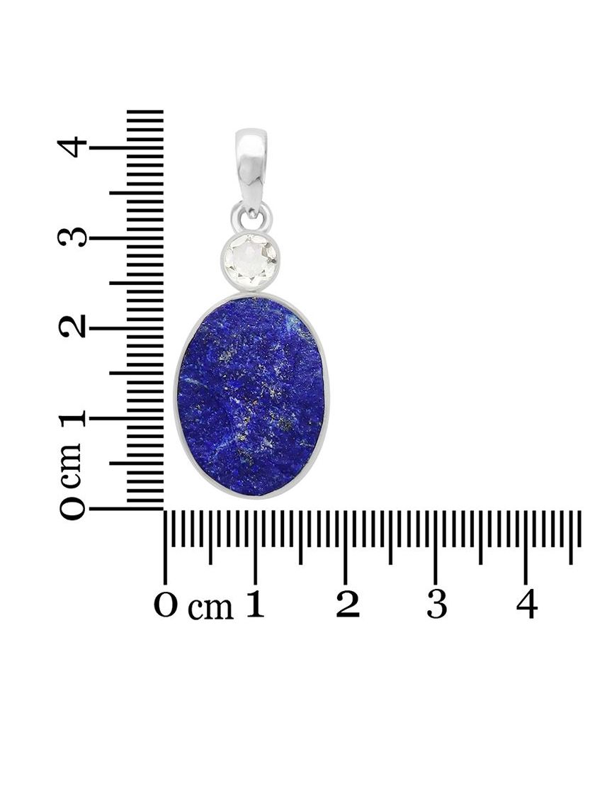 Lapis Lazuli Rough with Clear Quartz Sterling Silver Pendant