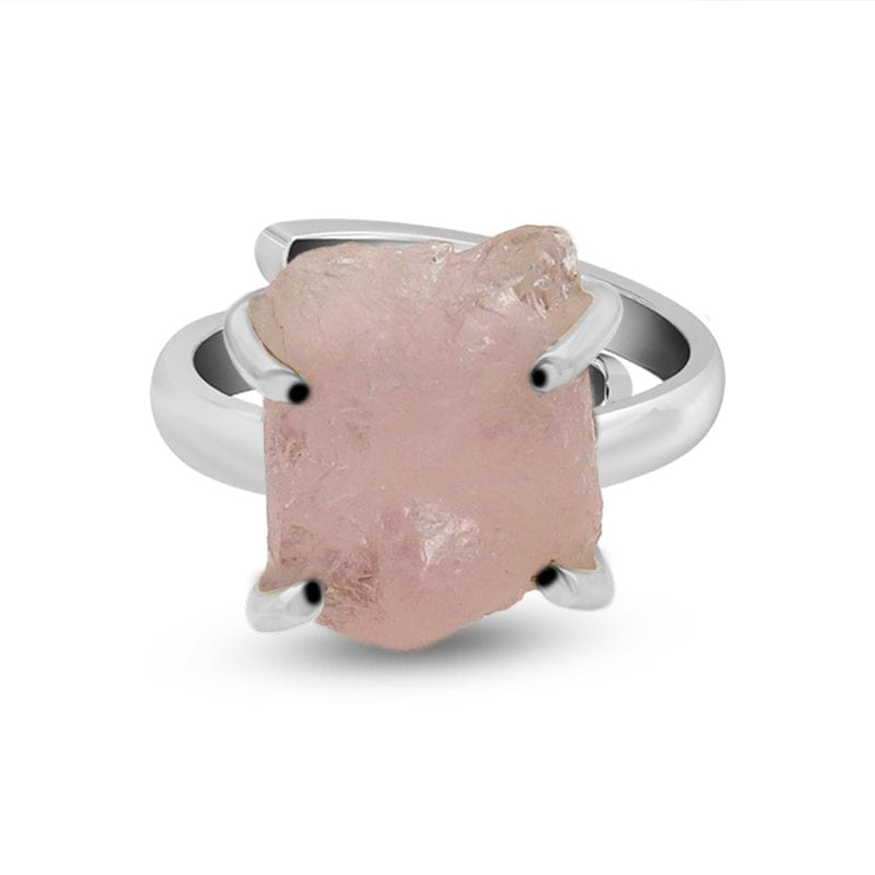 Morganite Sterling Silver Ring - Raw Crystal