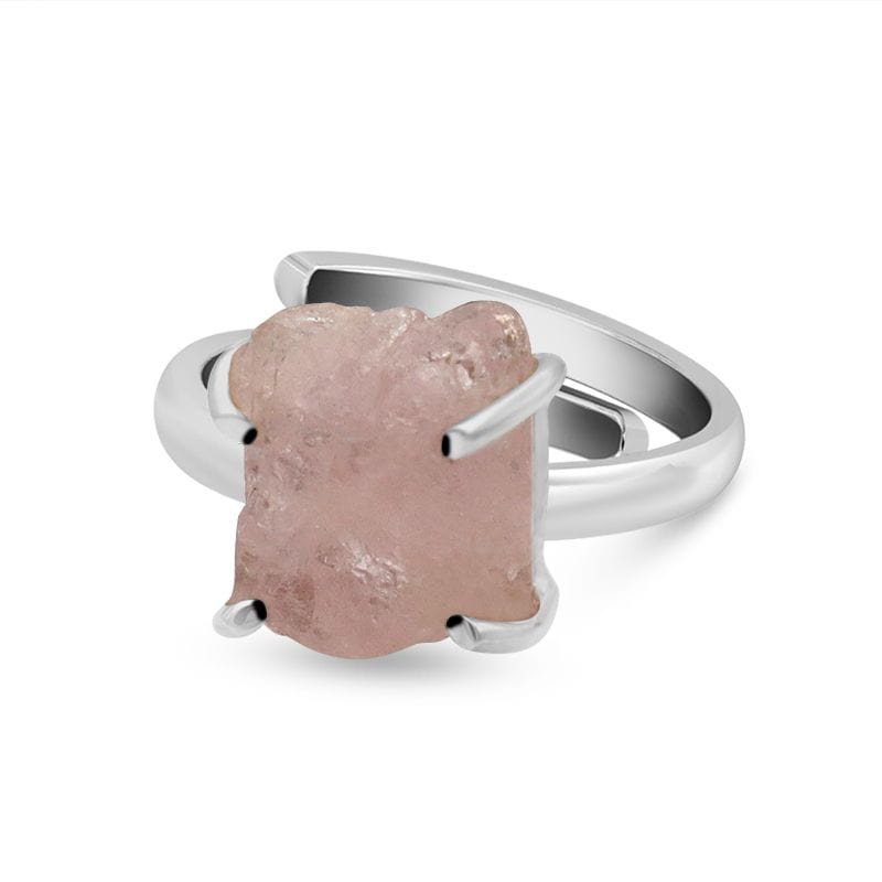 Morganite Sterling Silver Ring - Raw Crystal