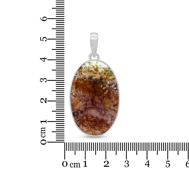 Green Moss Agate Sterling Silver Pendant - Oval