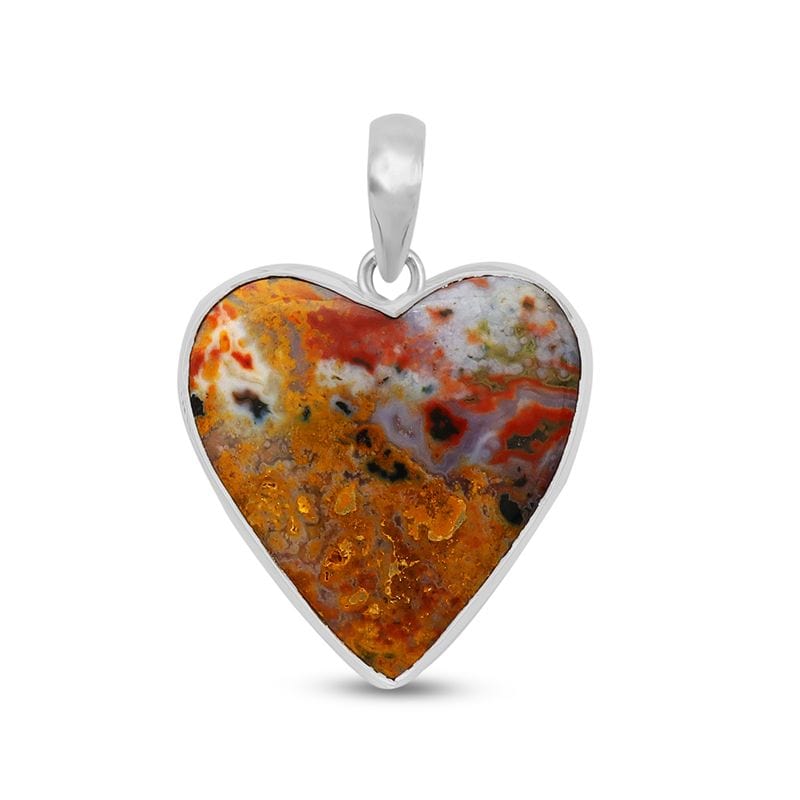 Ocean Jasper Sterling Silver Pendant - Heart