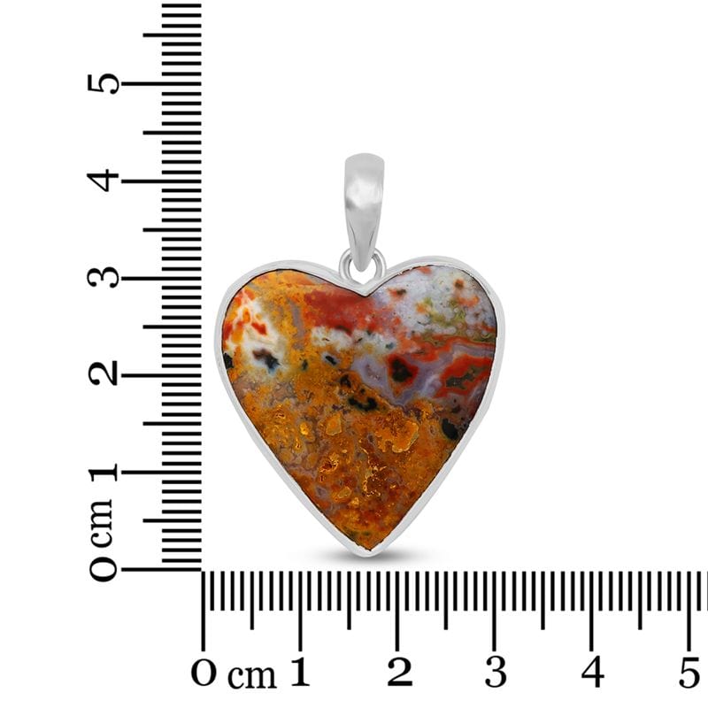 Ocean Jasper Sterling Silver Pendant - Heart