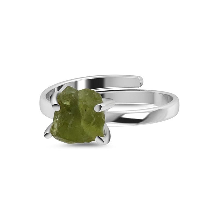 Peridot Rough Sterling Silver Adjustable Ring