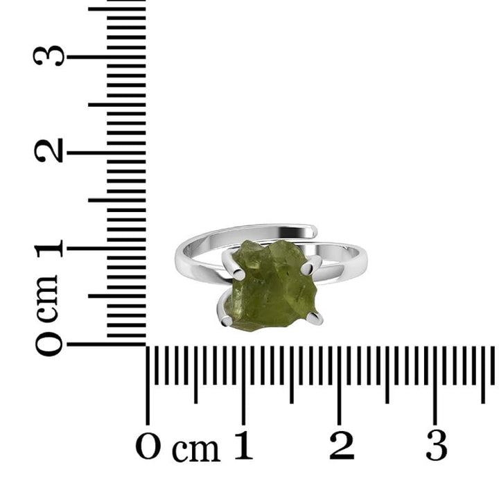 Peridot Rough Sterling Silver Adjustable Ring