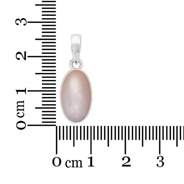 Peach Moonstone Sterling Silver Pendant - Oval