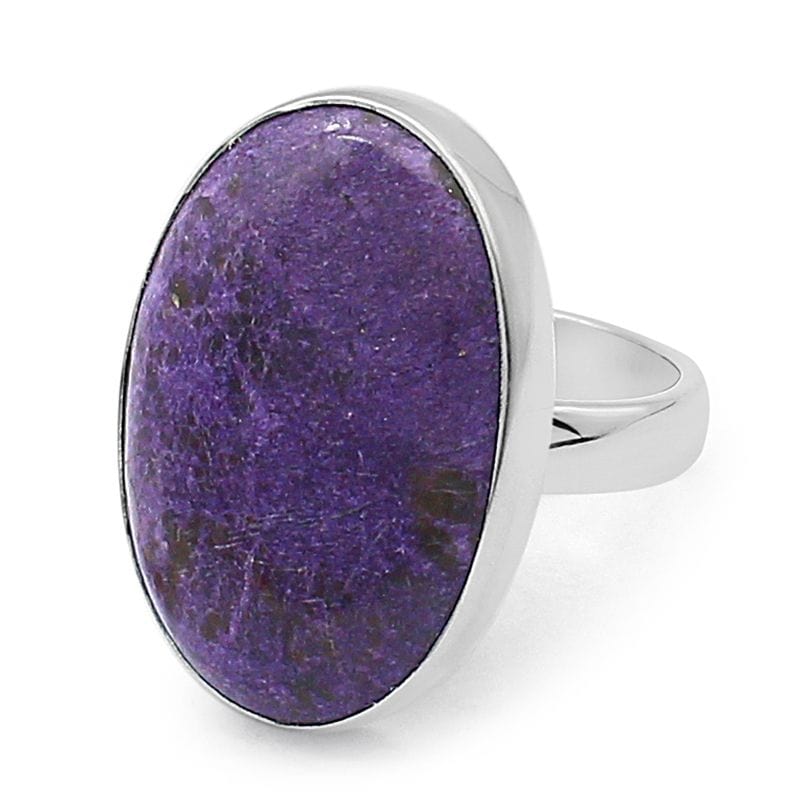 Purpurite Sterling Silver Adjustable Ring - Oval