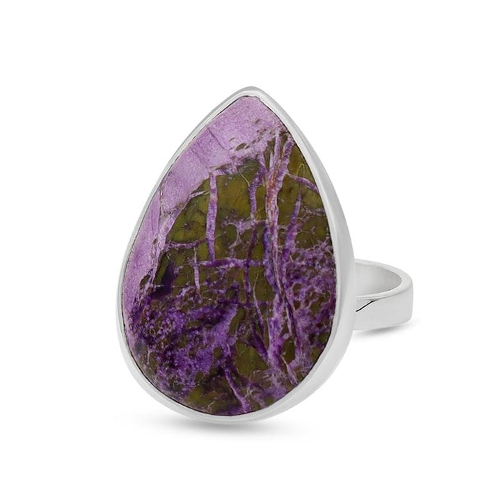 Purpurite Sterling Silver Adjustable Ring - Teardrop