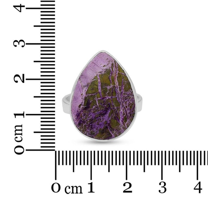 Purpurite Sterling Silver Adjustable Ring - Teardrop