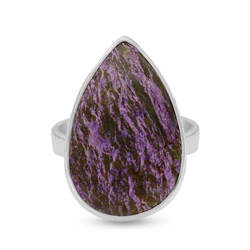 Purpurite Sterling Silver Adjustable Ring - Teardrop