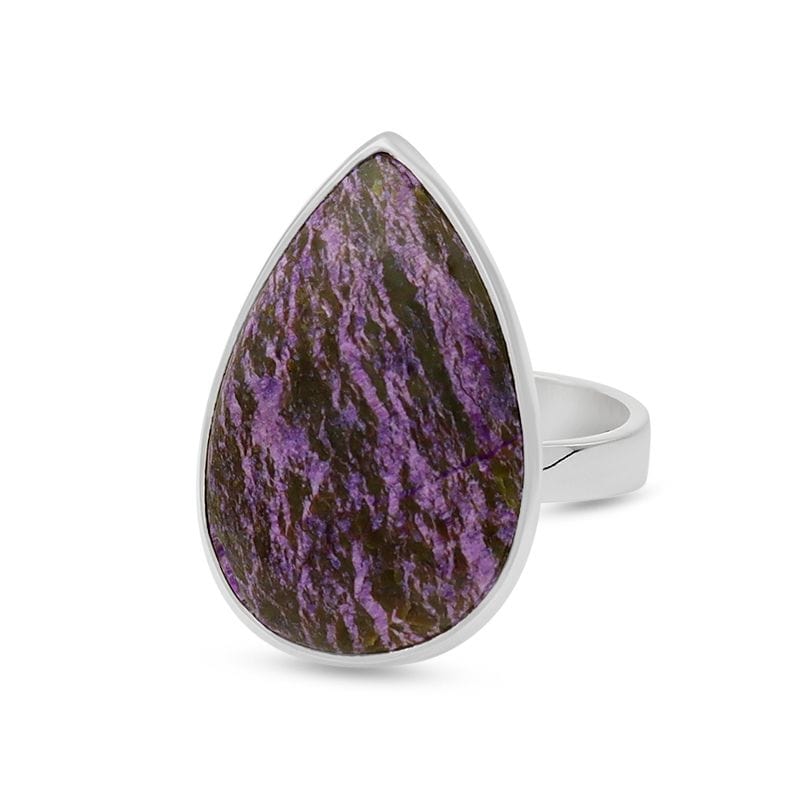 Purpurite Sterling Silver Adjustable Ring - Teardrop