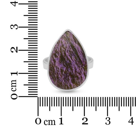 Purpurite Sterling Silver Adjustable Ring - Teardrop