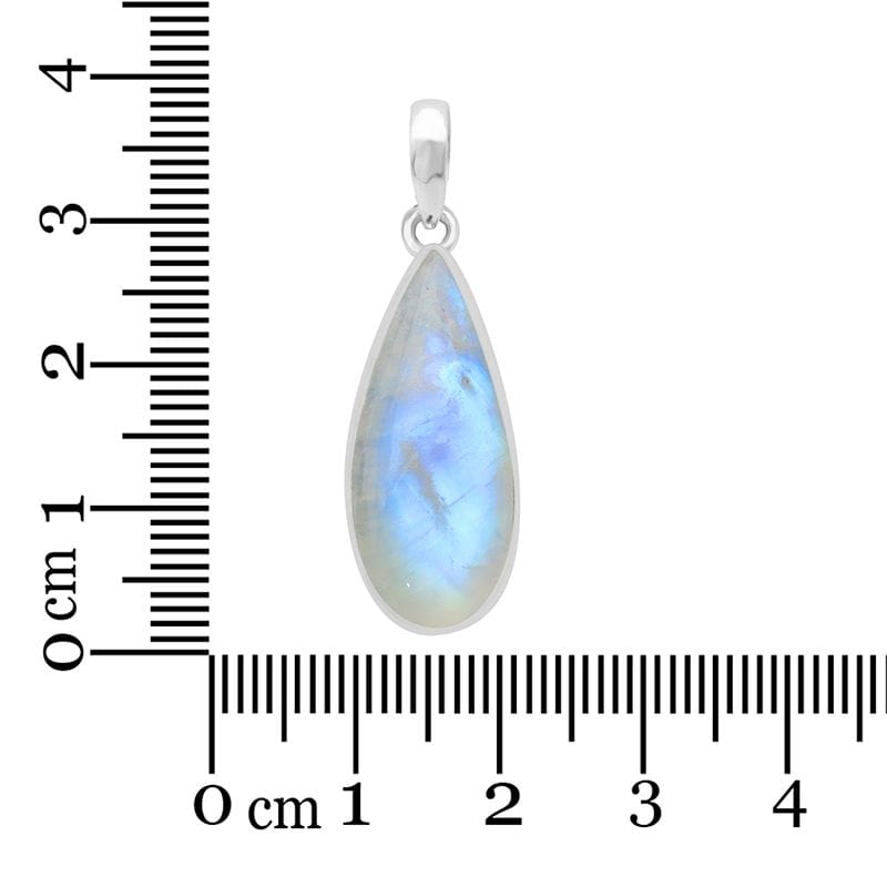 Rainbow Moonstone Sterling Silver Pendant - Teardrop