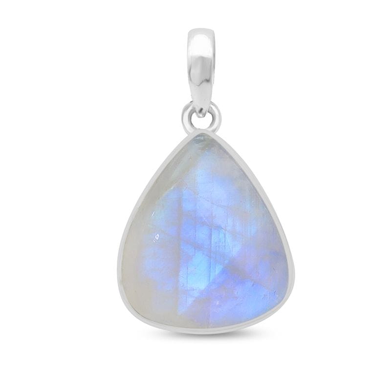 Rainbow Moonstone Sterling Silver Pendant - Teardrop