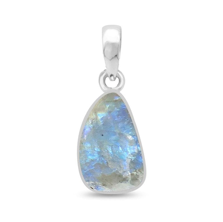 Rainbow Moonstone Rough Sterling Silver Pendant