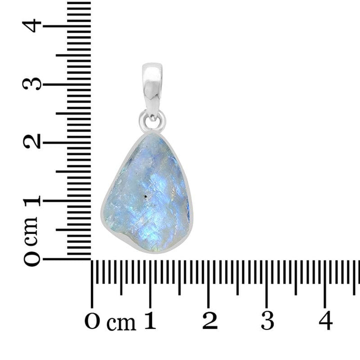 Rainbow Moonstone Rough Sterling Silver Pendant