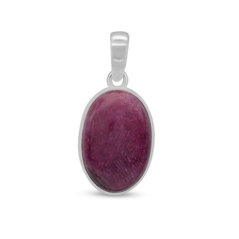 Ruby Sterling Silver Pendant - Oval