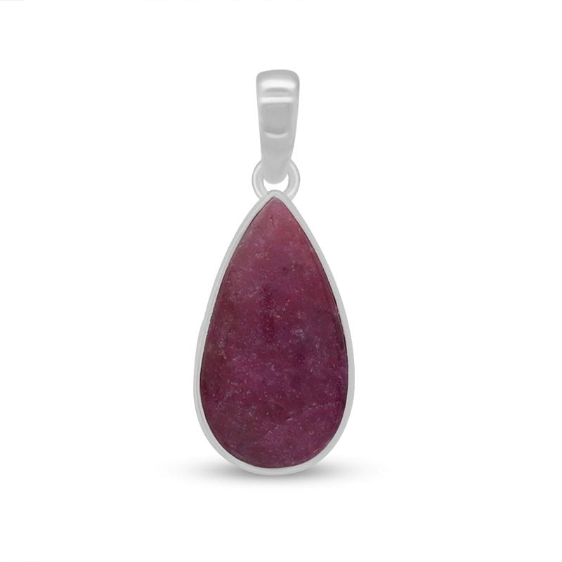 Ruby Sterling Silver Pendant - Teardrop