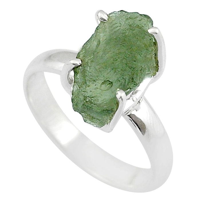 Moldavite Rough Sterling Silver Ring