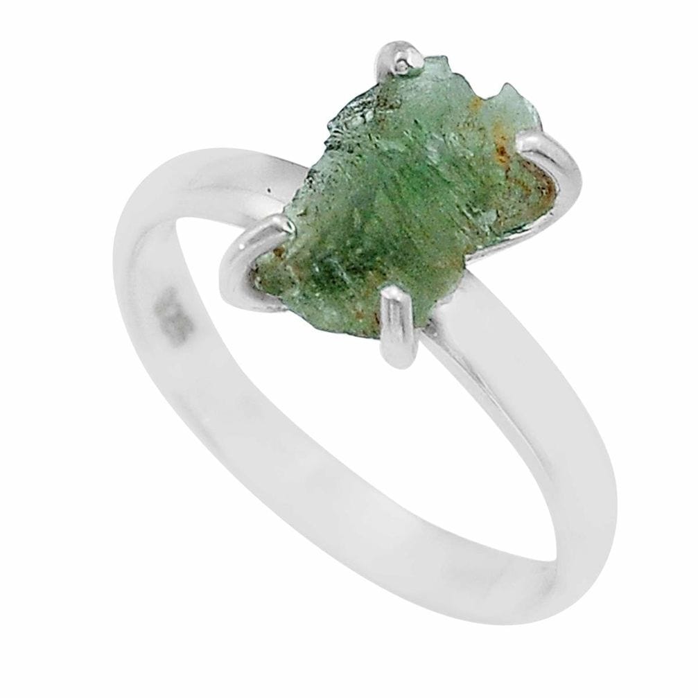 Moldavite Rough Sterling Silver Ring