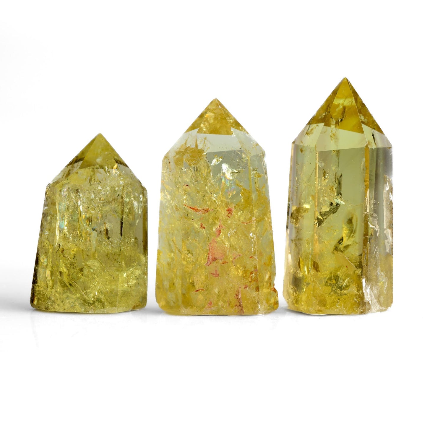 healing crystals: three citrine points - Flat Base