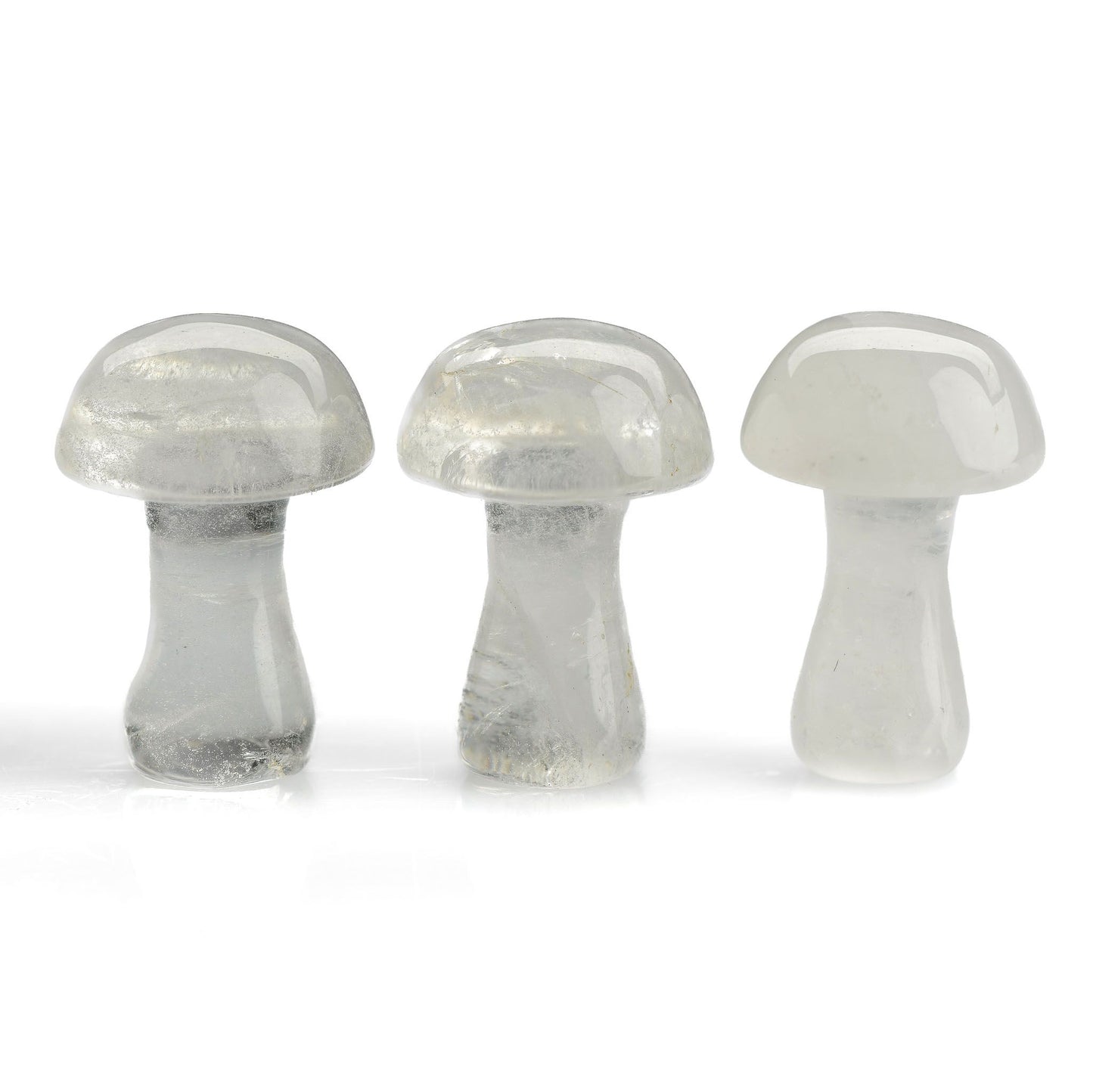 Three Clear Quartz Crystal Mushrooms - Crystal Carving - Polished