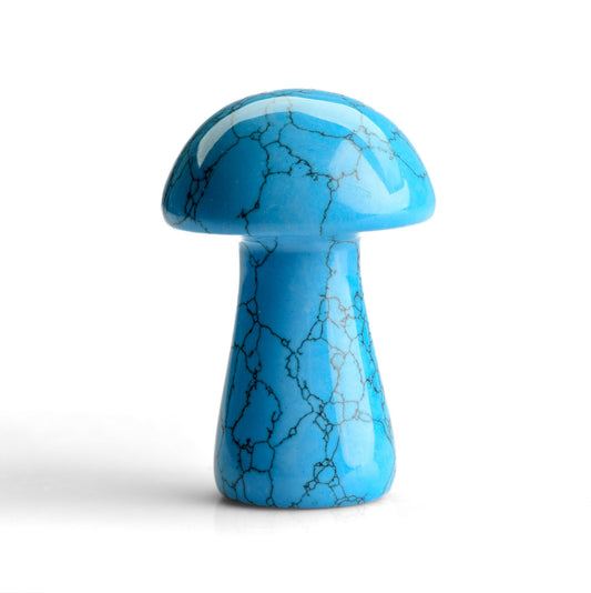Blue Howlite Crystal Carving - Mushroom - Polished