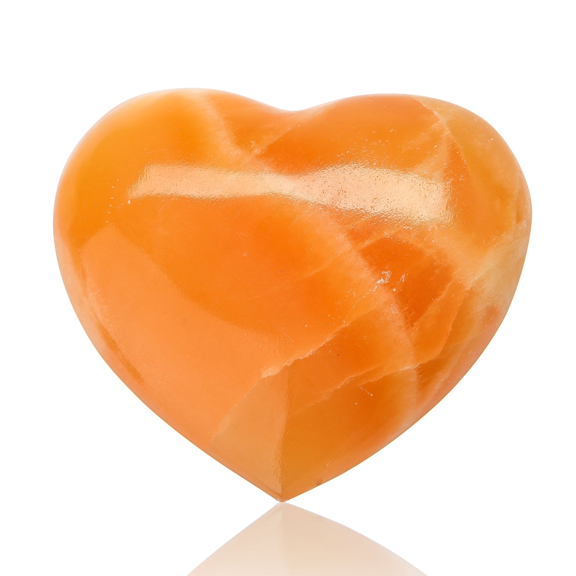 Orange Calcite Heart - Crystal Carving - Polished